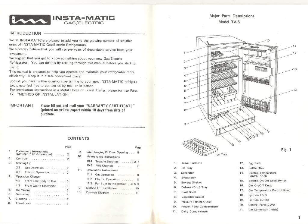 Insta matic gas electric refrigerator top